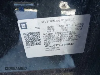 2020 Chevrolet Malibu LT with VIN 1G1ZD5ST4LF048143, listed as a IAAI auction lot 41352934 with 107,929 mi miles and . Bid and sale history available at DreamBid. Image 9.