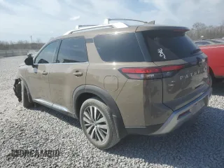 2023 Nissan Pathfinder Platinum with VIN 5N1DR3DH7PC253555, listed as a Copart auction lot 46438245 with 24,008 mi miles and Salvage title. Bid and sale history available at DreamBid. Image 2.