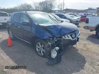 2009 Nissan Murano SL with VIN JN8AZ18U19W029531, listed as a IAAI auction lot 41847099 with 129,334 mi miles. Bid and sale history available at carsss.com. Image 1.