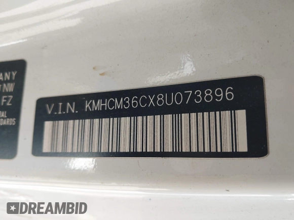 2008 Hyundai Accent GS with VIN KMHCM36CX8U073896, listed as a IAAI auction lot 42088516 with 182,092 mi miles. Bid and sale history available at carsss.com. Image 9.