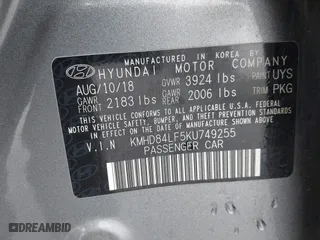 2019 Hyundai Elantra Preferred with VIN KMHD84LF5KU749255, listed as a IAAI auction lot 41712929 with 58,579 mi miles. Bid and sale history available at carsss.com. Image 9.