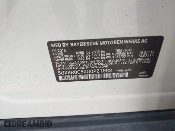 2016 BMW X5 xDrive35i with VIN 5UXKR0C5XG0P21683, listed as a IAAI auction lot 41717151 with 98,696 mi miles. Bid and sale history available at carsss.com. Image 9.