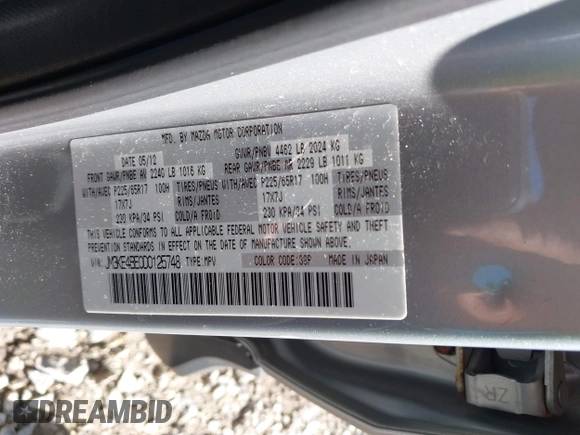 2013 Mazda CX-5 Sport with VIN JM3KE4BE0D0125748, listed as a IAAI auction lot 42143020 with 158,580 mi miles. Bid and sale history available at carsss.com. Image 9.