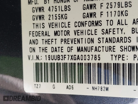 2016 Acura TLX Advance with VIN 19UUB3F7XGA003785, listed as a IAAI auction lot 41704559 with 123,251 mi miles and . Bid and sale history available at DreamBid. Image 9.