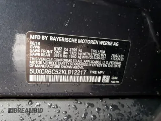 2019 BMW X5 xDrive40i with VIN 5UXCR6C52KLB12217, listed as a Copart auction lot 38102083 with 0 mi miles. Bid and sale history available at carsss.com. Image 15.