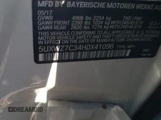 2017 BMW X3 sDrive28i with VIN 5UXWZ7C34H0X41096, listed as a Copart auction lot 45384405 with 74,875 mi miles and Salvage Title. Bid and sale history available at carsss.com. Image 13.