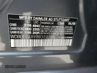 2008 Mercedes-Benz E 350 Luxury z VIN WDBUF56X98B359198, wystawiony jako Copart lot #57625445 z przebiegiem 69 973 mil mil oraz Szkoda całkowita • Salvage title. Historia ofert i sprzedaży dostępna na DreamBid. Obrazek 13.