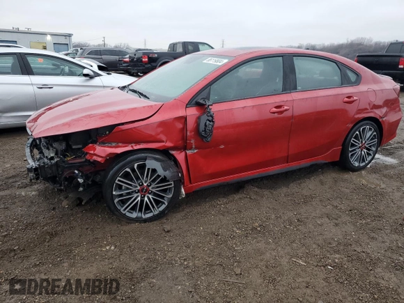 2022 Kia Forte GT with VIN 3KPF44AC8NE464621, listed as a Copart auction lot 86119804 with 41,985 mi miles and Salvage Title. Bid and sale history available at carsss.com. Image 1.