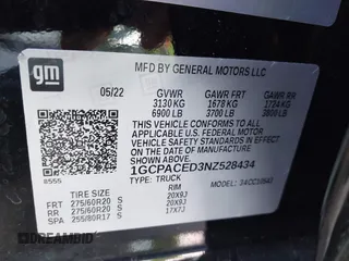 2022 Chevrolet Silverado 1500 LT with VIN 1GCPACED3NZ528434, listed as a IAAI auction lot 41102675 with 47,037 mi miles. Bid and sale history available at carsss.com. Image 9.