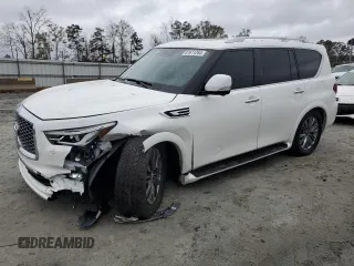 2021 Infiniti QX80 LUXE with VIN JN8AZ2AF5M9717251, listed as a Copart auction lot 84718984 with 86,864 mi miles and Salvage Title. Bid and sale history available at carsss.com. Image 1.