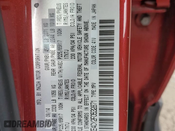 2015 Mazda CX-5 Touring with VIN JM3KE4CY2F0532871, listed as a Copart auction lot 55244375 with Not Provided miles and Salvage Title. Bid and sale history available at carsss.com. Image 13.