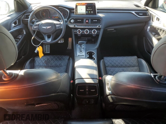 2021 Genesis G70 3.3T with VIN KMTG34LEXMU073395, listed as a Copart auction lot 43567435 with 149,093 mi miles and Salvage title. Bid and sale history available at DreamBid. Image 8.