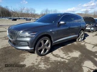 2023 Genesis GV80 with VIN KMUHBDSB5PU120430, listed as a Copart auction lot 43413055 with 16,949 mi miles and Salvage Title. Bid and sale history available at carsss.com. Image 1.