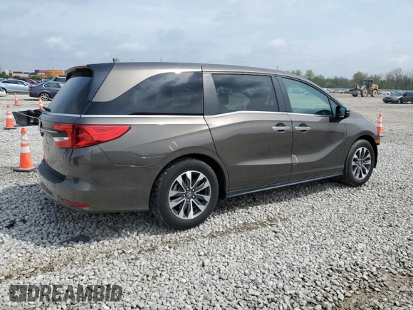 2023 Honda Odyssey EX-L z VIN 5FNRL6H67PB032031, wystawiony jako Copart lot #53949585 z przebiegiem 6 653 mil mil oraz Szkoda całkowita • Salvage title. Historia ofert i sprzedaży dostępna na DreamBid. Obrazek 3.