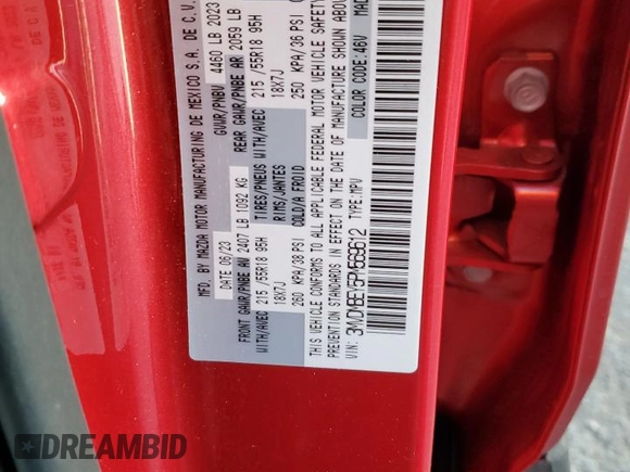 2023 Mazda CX-30 Premium Plus with VIN 3MVDMBEY5PM569612, listed as a Copart auction lot 85348014 with 17,217 mi miles and Salvage title. Bid and sale history available at DreamBid. Image 12.