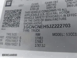 2018 Chevrolet Silverado 1500 Work Truck with VIN 1GCNCNEH5JZ222703, listed as a IAAI auction lot 41548132 with 138,467 mi miles. Bid and sale history available at carsss.com. Image 9.