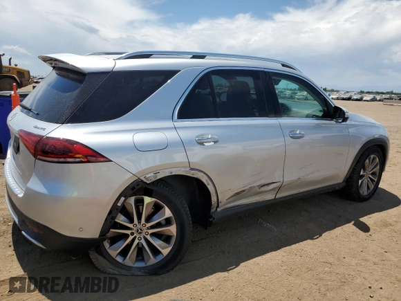 2021 Mercedes-Benz GLE 350 with VIN 4JGFB4KB4MA398254, listed as a Copart auction lot 63298325 with 27,020 mi miles and Salvage title. Bid and sale history available at DreamBid. Image 3.