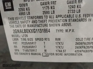 2016 Chevrolet Equinox LS with VIN 2GNALBEKXG1131864, listed as a IAAI auction lot 41945634 with 111,087 mi miles. Bid and sale history available at carsss.com. Image 9.