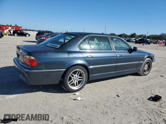 2001 BMW 7 Series 740iL with VIN WBAGH83411DP24887, listed as a Copart auction lot 42635955 with 0 mi miles and Clean Title. Bid and sale history available at carsss.com. Image 3.