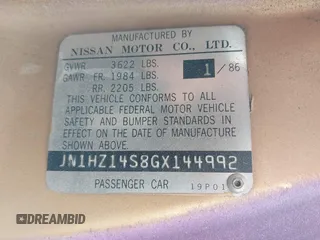 1986 Nissan 300ZX z VIN JN1HZ14S8GX144992, wystawiony jako IAAI lot #42081882 z przebiegiem 127 316 mil mil oraz . Historia ofert i sprzedaży dostępna na DreamBid. Obrazek 9.