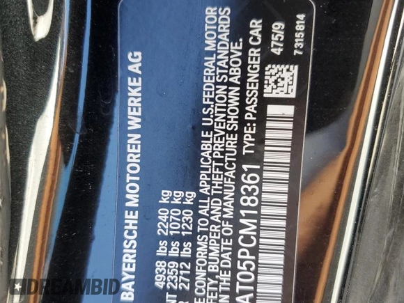 2023 BMW 4 Series 430i xDrive with VIN WBA43AT05PCM18361, listed as a Copart auction lot 74734464 with Not Provided miles and Non Repairable. Bid and sale history available at DreamBid. Image 13.