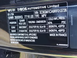 2024 Ineos Grenadier z VIN SC6GM1CA9RF013726, wystawiony jako Copart lot #74342204 z przebiegiem 1661 mil mil oraz Szkody całkowita. Historia ofert i sprzedaży dostępna na DreamBid. Obrazek 14.