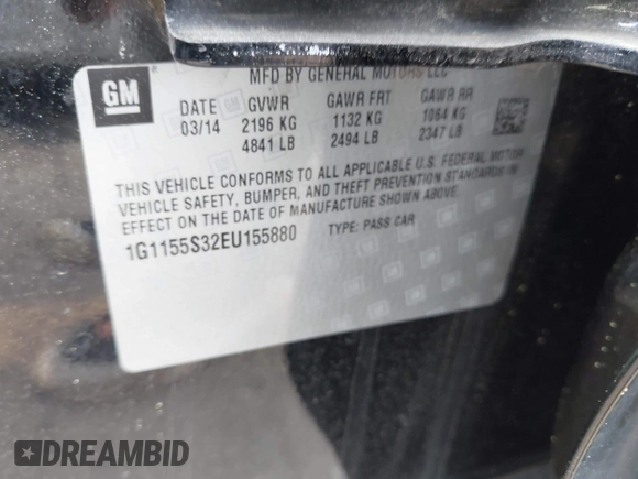 2014 Chevrolet Impala LTZ with VIN 1G1155S32EU155880, listed as a IAAI auction lot 41964572 with 184,992 mi miles and . Bid and sale history available at DreamBid. Image 9.