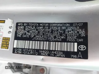 2007 Toyota Prius z VIN JTDKB20U173284944, wystawiony jako IAAI lot #42343170 z przebiegiem 172 776 mil mil oraz . Historia ofert i sprzedaży dostępna na DreamBid. Obrazek 9.