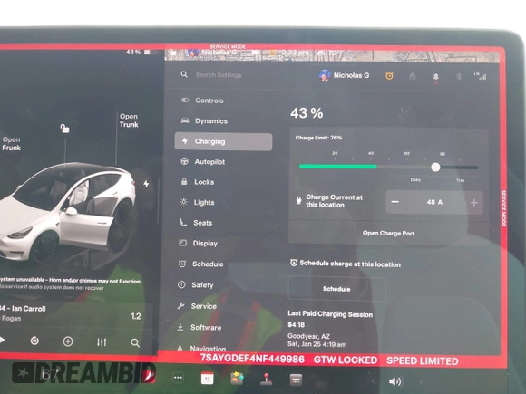 2022 Tesla Model Y Performance with VIN 7SAYGDEF4NF449986, listed as a IAAI auction lot 41754916 with 64,384 mi miles and . Bid and sale history available at DreamBid. Image 18.