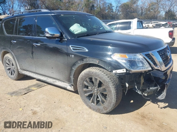 2019 Nissan Armada Platinum with VIN JN8AY2NF1K9350665, listed as a IAAI auction lot 41371514 with 111,133 mi miles. Bid and sale history available at carsss.com. Image 1.