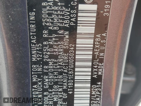 2016 Toyota Avalon XLE Premium z VIN 4T1BD1EB7GU050342, wystawiony jako Copart lot #54259415 z przebiegiem 108 083 mil mil oraz Szkoda całkowita • Salvage title. Historia ofert i sprzedaży dostępna na DreamBid. Obrazek 12.