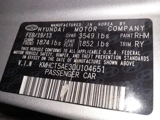 2013 Hyundai Accent GL with VIN KMHCT5AE3DU104651, listed as a IAAI auction lot 41522571 with 147,324 mi miles. Bid and sale history available at carsss.com. Image 9.