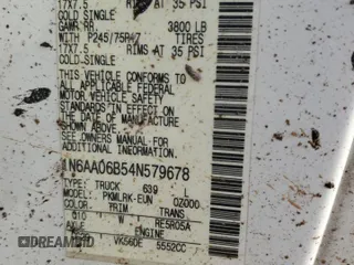 2004 Nissan Titan SE z VIN 1N6AA06B54N579678, wystawiony jako Copart lot #45513425 z przebiegiem Nie podano mil oraz Nie do naprawy • Non repairable. Historia ofert i sprzedaży dostępna na DreamBid. Obrazek 13.