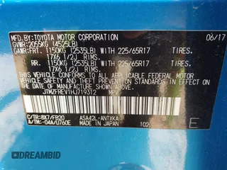 2017 Toyota RAV4 LE z VIN JTMZFREV1HJ719312, wystawiony jako IAAI lot #42269184 z przebiegiem 61 359 mil mil oraz . Historia ofert i sprzedaży dostępna na DreamBid. Obrazek 9.