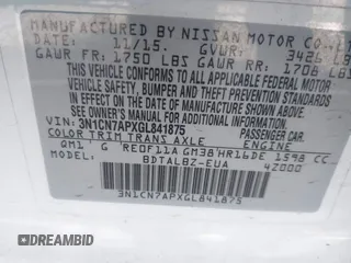 2016 Nissan Versa S Plus with VIN 3N1CN7APXGL841875, listed as a IAAI auction lot 42101544 with 88,515 mi miles. Bid and sale history available at carsss.com. Image 9.