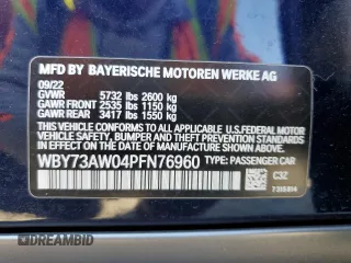 2023 BMW i4 eDrive40 z VIN WBY73AW04PFN76960, wystawiony jako Copart lot #89221195 z przebiegiem 20 365 mil mil oraz Szkoda całkowita • Salvage title. Historia ofert i sprzedaży dostępna na DreamBid. Obrazek 14.