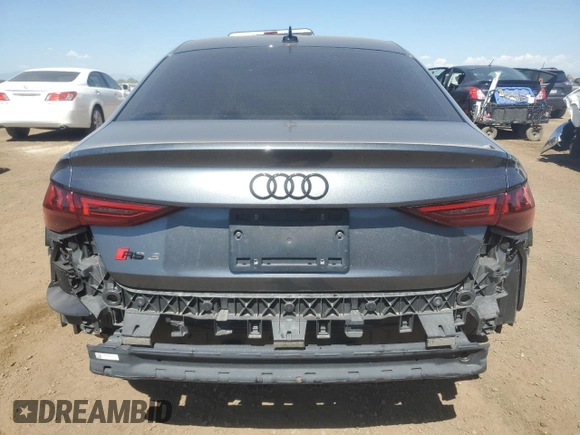 2023 Audi RS 3 with VIN WUAG4DGY6PA909888, listed as a Copart auction lot 61567855 with Not provided miles and Salvage title. Bid and sale history available at DreamBid. Image 6.
