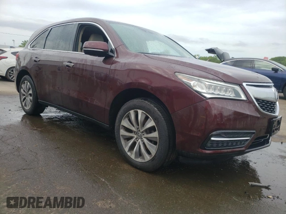 2014 Acura MDX Technology with VIN 5FRYD4H41EB028323, listed as a Copart auction lot 56938365 with Not provided miles and Salvage title. Bid and sale history available at DreamBid. Image 4.
