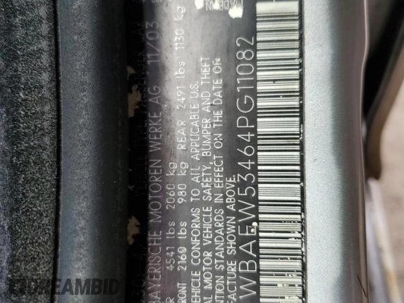 2004 BMW 3 Series 330xi with VIN WBAEW53464PG11082, listed as a Copart auction lot 47201755 with 123,475 mi miles and Salvage Title. Bid and sale history available at carsss.com. Image 12.