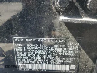 2024 Honda HR-V Sport with VIN 3CZRZ2H51RM763271, listed as a Copart auction lot 50021085 with 7,411 mi miles and Salvage Title. Bid and sale history available at DreamBid. Image 14.