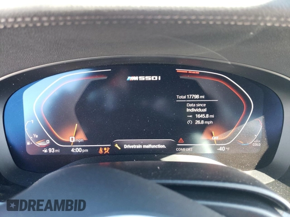 2023 BMW 5 Series M550i xDrive with VIN WBA13BK03PCM44838, listed as a Copart auction lot 68434874 with 17,798 mi miles and Salvage title. Bid and sale history available at DreamBid. Image 9.