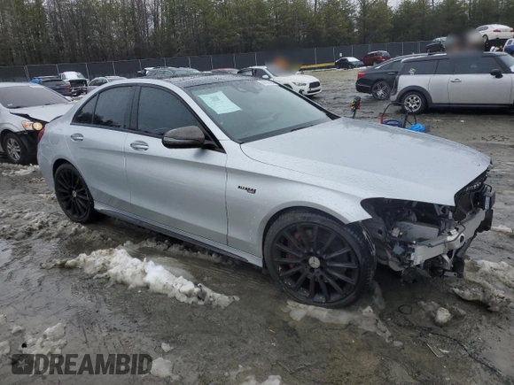 2017 Mercedes-Benz C 43 AMG with VIN 55SWF6EB3HU186733, listed as a Copart auction lot 44679185 with 47,889 mi miles and Salvage Title. Bid and sale history available at DreamBid. Image 4.