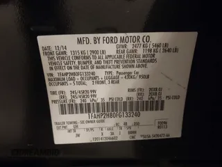 2015 Ford Taurus SEL with VIN 1FAHP2H80FG133240, listed as a IAAI auction lot 41897873 with 189,059 mi miles. Bid and sale history available at carsss.com. Image 9.