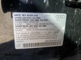 2018 Audi SQ5 Premium Plus with VIN WA1A4AFY8J2144911, listed as a Copart auction lot 70267464 with 55,381 mi miles and Salvage Title. Bid and sale history available at DreamBid. Image 14.