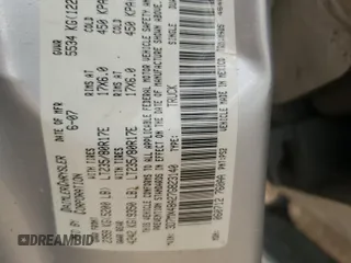 2007 Dodge 3500 SLT with VIN 3D7MX48A27G823140, listed as a Copart auction lot 69663464 with Not Provided miles and Non Repairable. Bid and sale history available at carsss.com. Image 13.