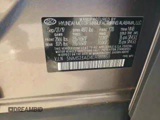 2020 Hyundai Santa Fe SE with VIN 5NMS23AD4LH180853, listed as a Copart auction lot 77830584 with 0 mi miles and Salvage Title. Bid and sale history available at carsss.com. Image 14.
