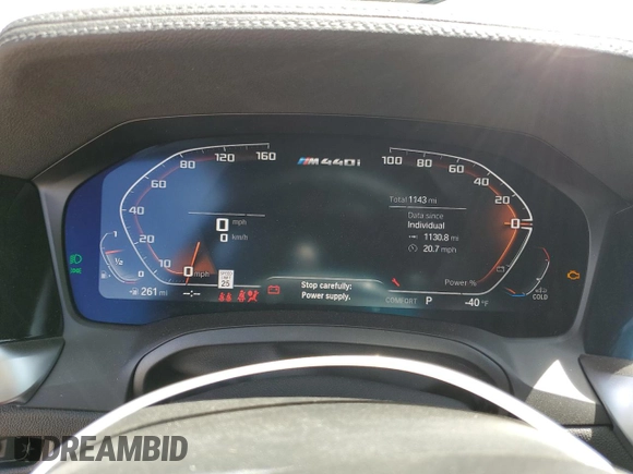 2023 BMW 4 Series M440i with VIN WBA53AT01PCL91616, listed as a Copart auction lot 47606453 with 1,143 mi miles and . Bid and sale history available at DreamBid. Image 9.