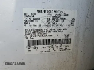2013 Ford Explorer с VIN 1FM5K7B83DGA49553, выставлен на аукционе Copart как лот 61458975 с пробегом Не указан миль и Списание • Salvage title. История ставок и продаж доступна на DreamBid. Изображение 13.