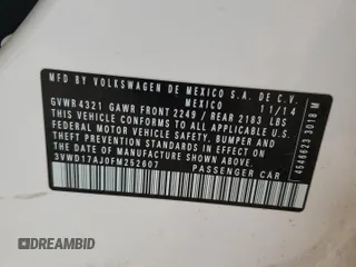 2015 Volkswagen Jetta SE с VIN 3VWD17AJ0FM252607, выставлен на аукционе Copart как лот 48871745 с пробегом 120 166 миль миль и Списание • Salvage title. История ставок и продаж доступна на DreamBid. Изображение 12.