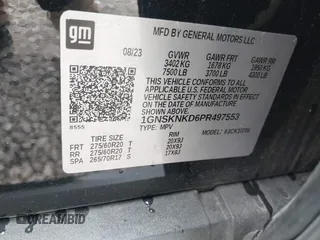 2023 Chevrolet Tahoe LT with VIN 1GNSKNKD6PR497553, listed as a IAAI auction lot 42180897 with Not provided miles and . Bid and sale history available at DreamBid. Image 9.